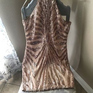 Fashion Nova Diva Vibes Dress Blush/Gold